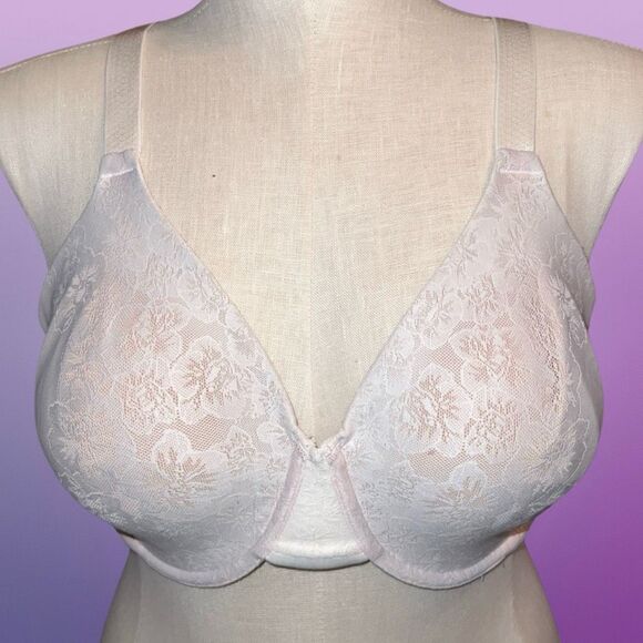 Plus Size Vanity Fair White Lace Bra Size 44D - Picture 1 of 4